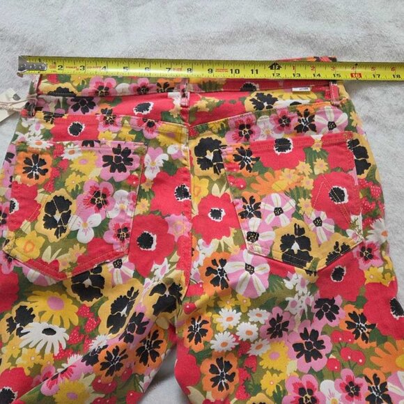 31 Mother x Anthropologie Mid-rise Smokin double flood Flowers Al Fresco jeans - Picture 10 of 11
